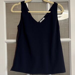 MM Lafleur Navy Sleeveless V-Neck Camisole with Contrast Piping
